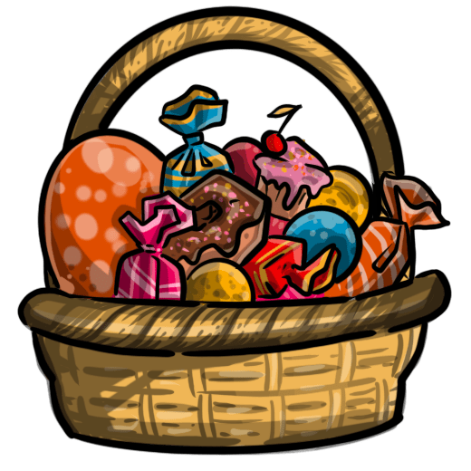 A festival basket of painted eggs